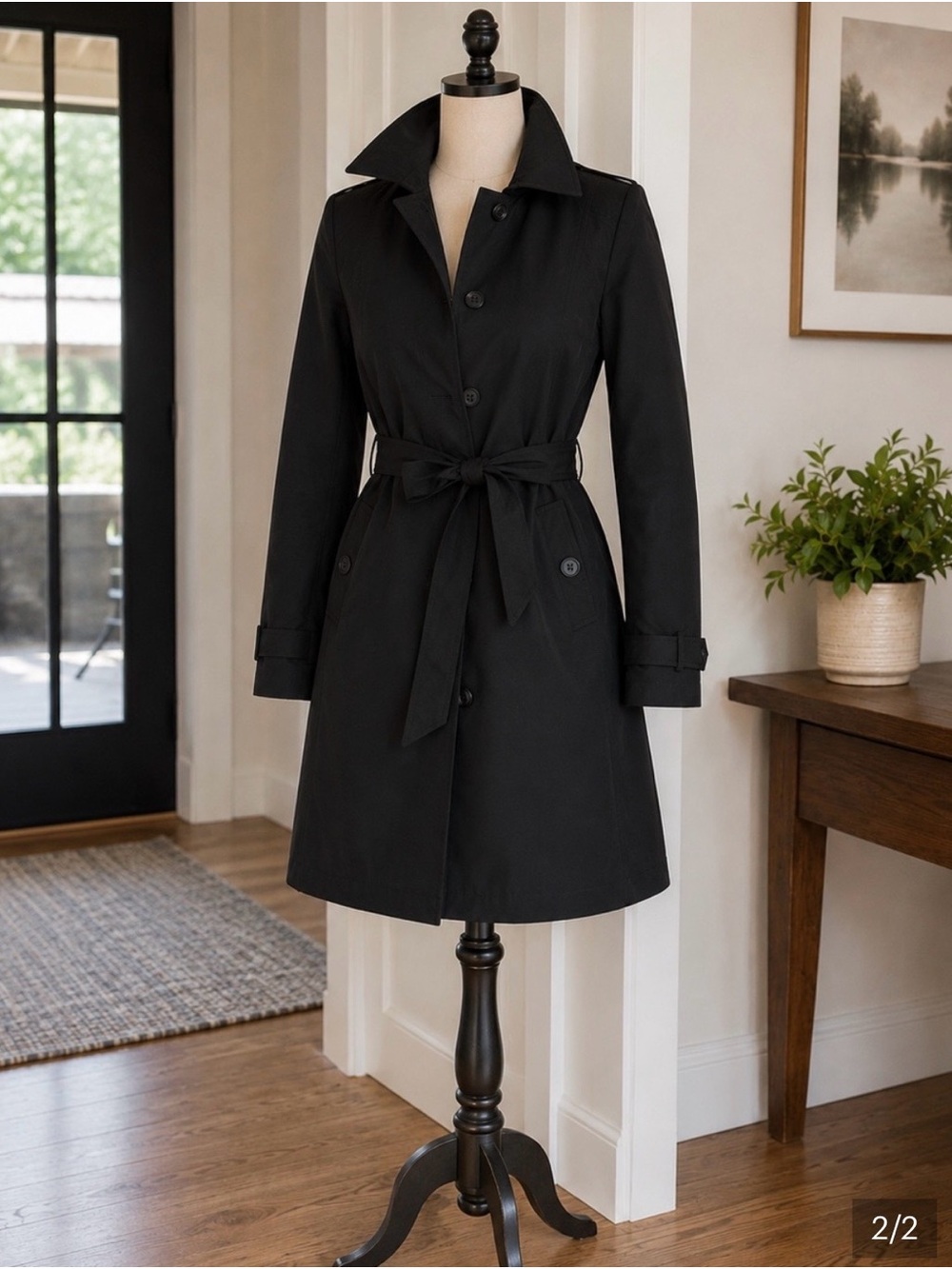 Calvin Klein Black Belted Trench Coat